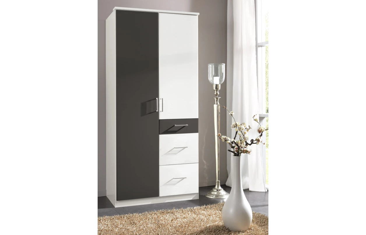 Šatní skříň bez zrcadla Click, 91 cm, bílá/dub sonoma 1