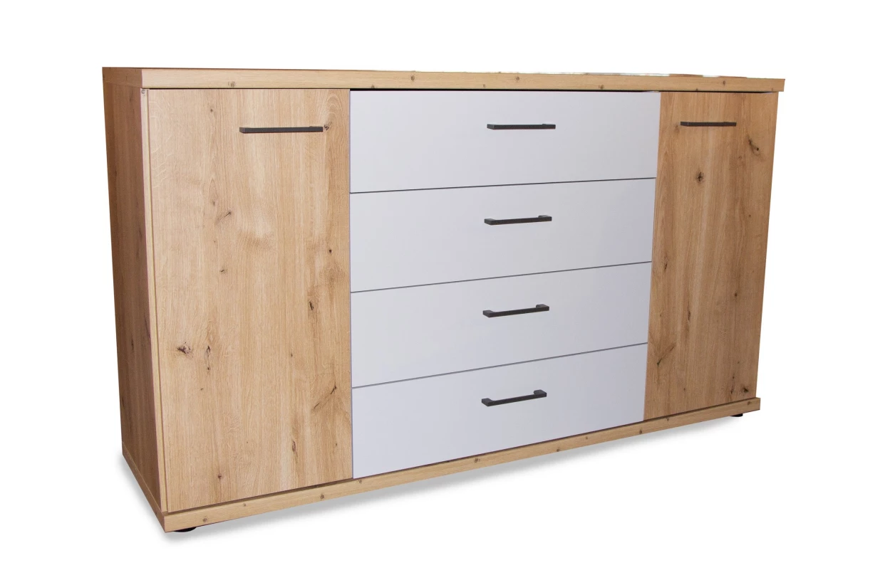 Široká komoda Kanada, 149 cm, dub bianco/šedá 10