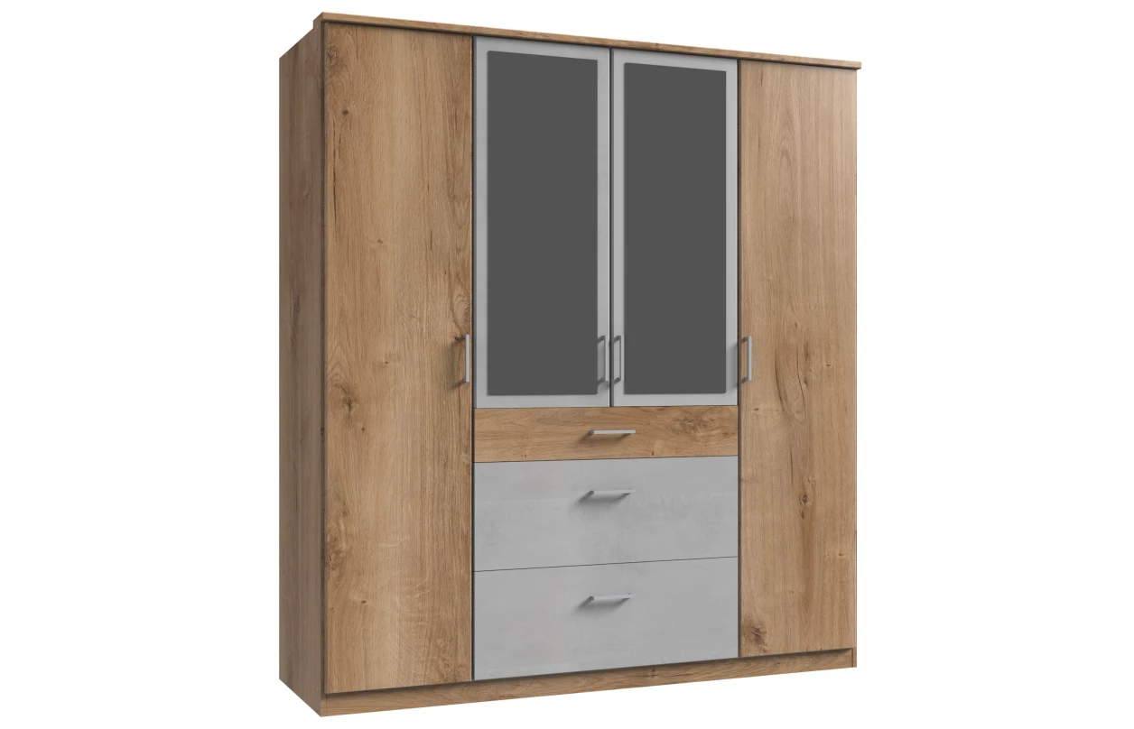 Šatní skříň se zrcadlem Click, 135 cm, bílá/dub sonoma 19