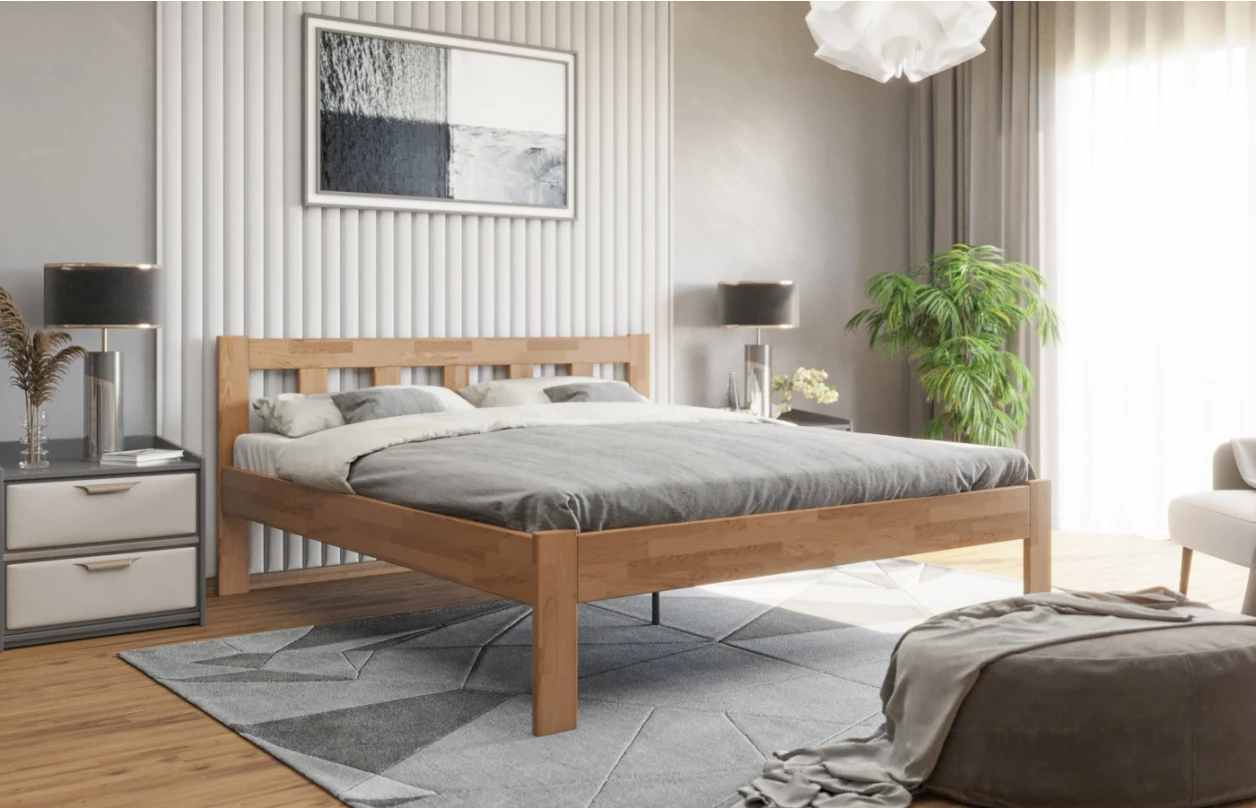 Manželská postel Tema 180x200 cm, šedý buk 5
