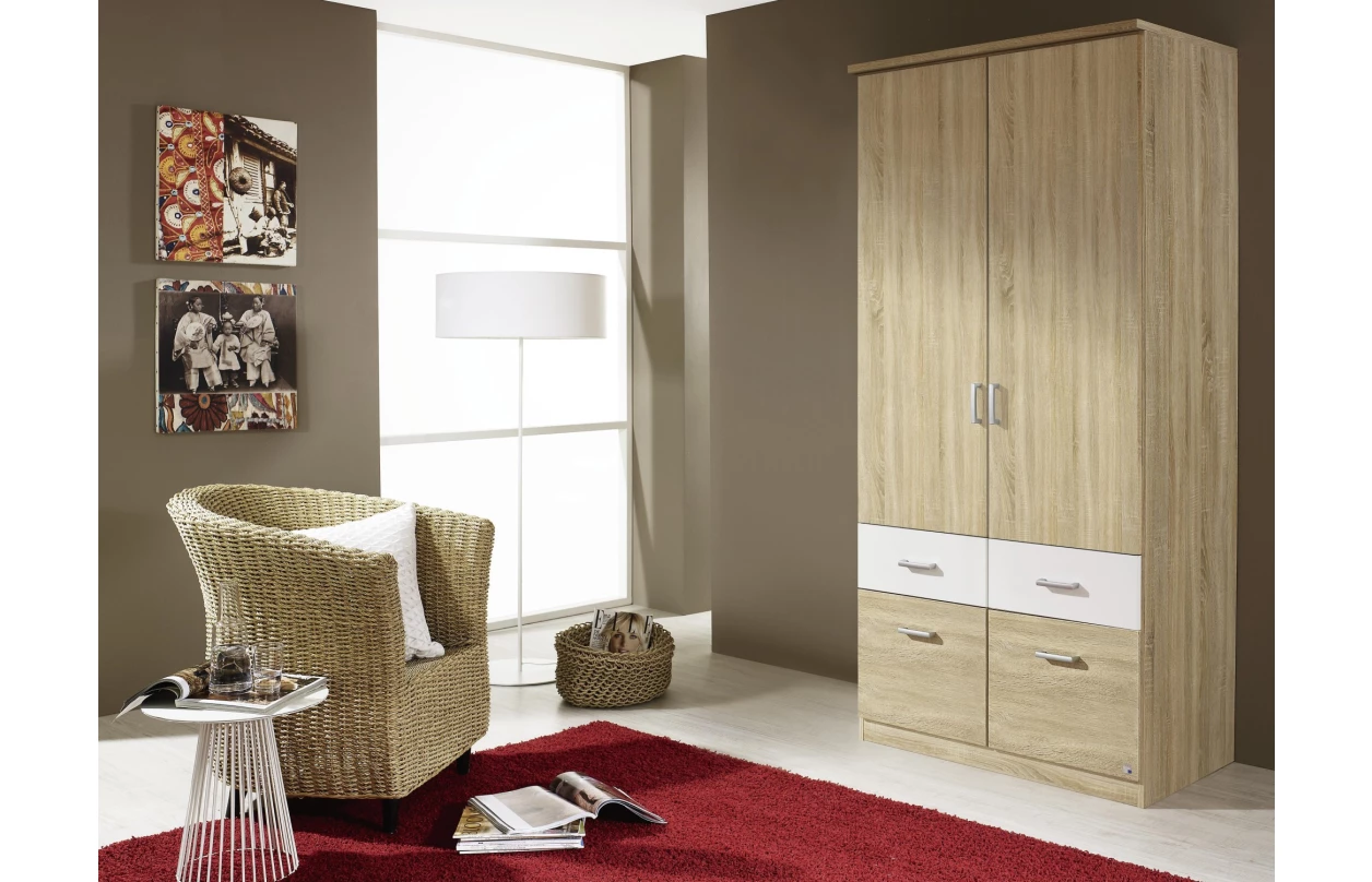 Šatní skříň Bremen, 136 cm, bílá/šedý beton 33