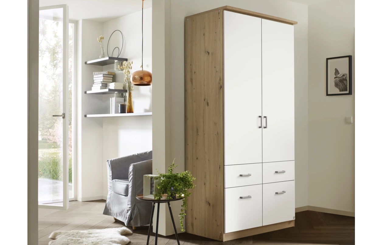 Rohová šatní skříň Bremen, dub artisan/tmavě šedá 16
