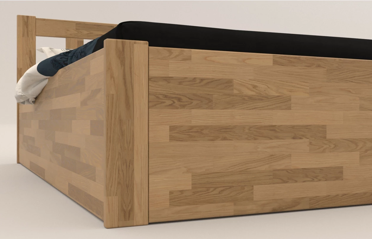 Postel s úložným prostorem Tema Box 180x200 cm, přírodní buk 2
