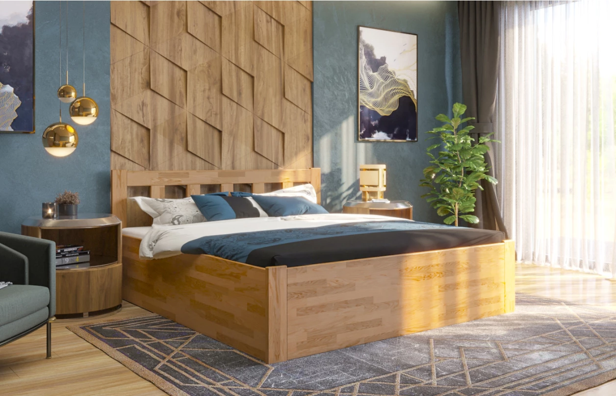 Postel s úložným prostorem Tema Box 180x200 cm, přírodní buk 5