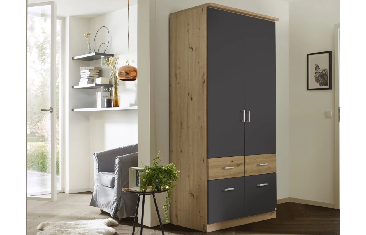 Rohová šatní skříň Bremen, bílá 28
