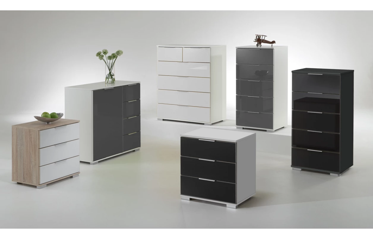 Noční stolek Easy Plus, grafit/černé sklo 28