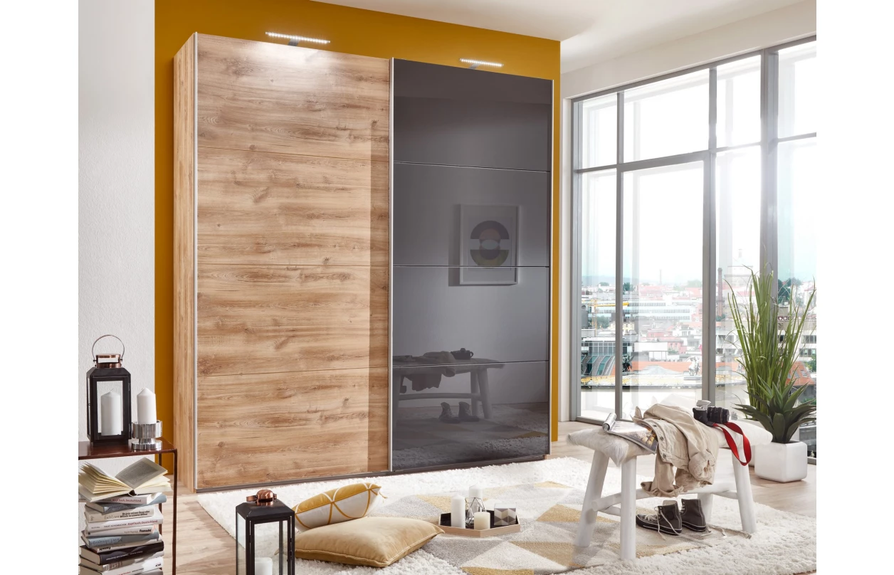 Noční stolek Easy Plus, grafit/černé sklo 33
