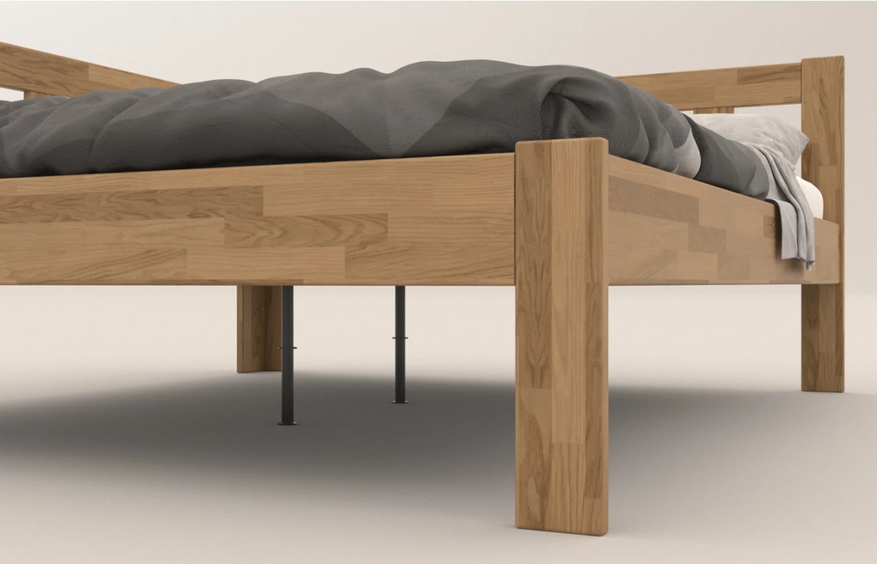 Rohová postel se zástěnou vlevo Tema L 180x200 cm, šedý buk 2
