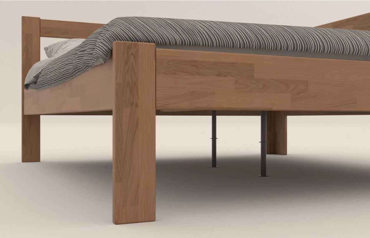 Rohová postel se zástěnou vpravo Tema P 180x200 cm, šedý buk 2