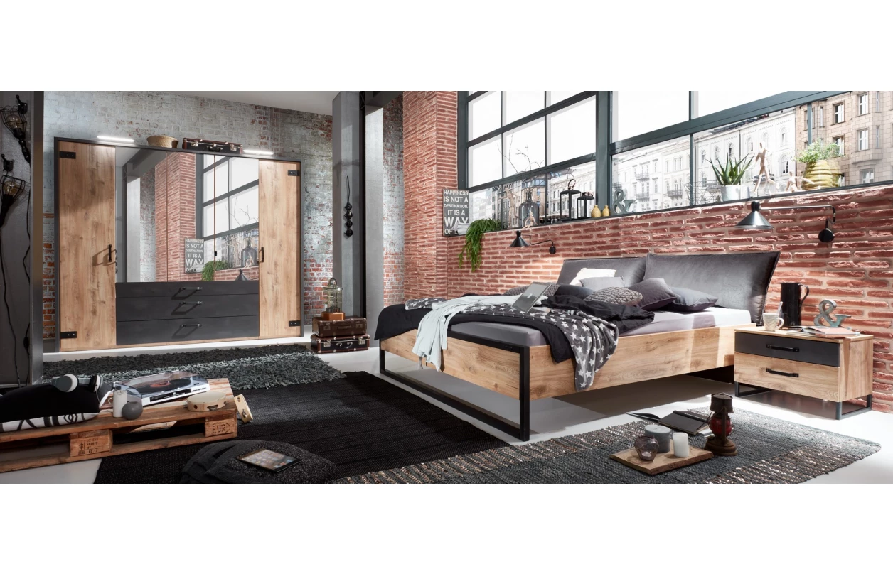 Set nočních stolků (2 ks) Detroit, prkenný dub/antracitová ocel 4