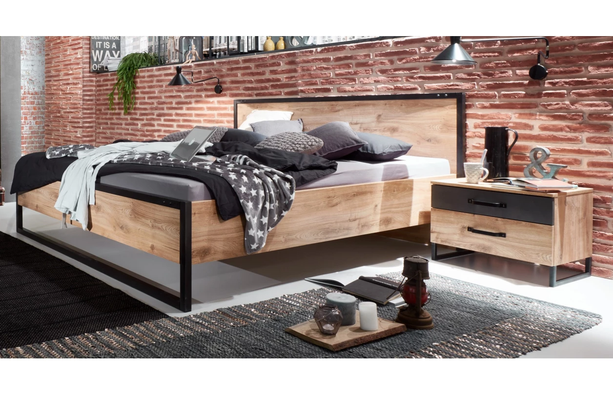 Set nočních stolků (2 ks) Detroit, prkenný dub/antracitová ocel 9