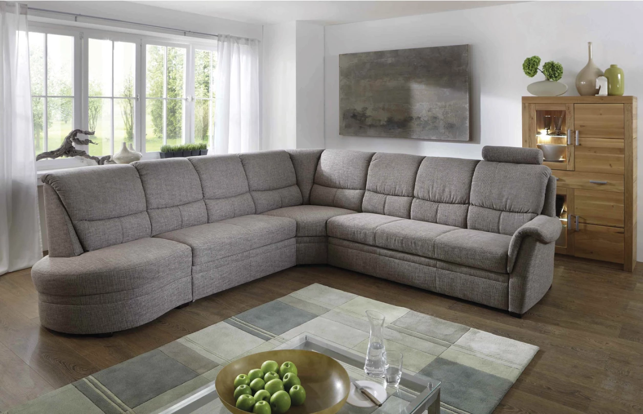 Sedací souprava Relaxness, tvar U, světle šedá látka, s funkcemi 9