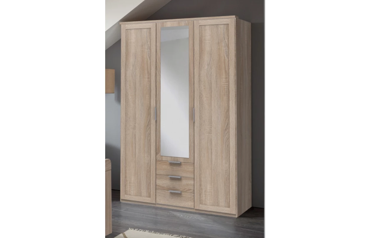 Šatní skříň Nadja, 135 cm, dub artisan/zrcadlo 16