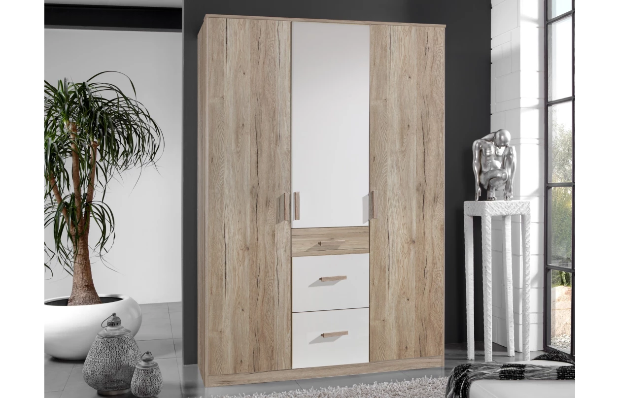 Šatní skříň Cariba, 90 cm, dub san remo/bílá 13