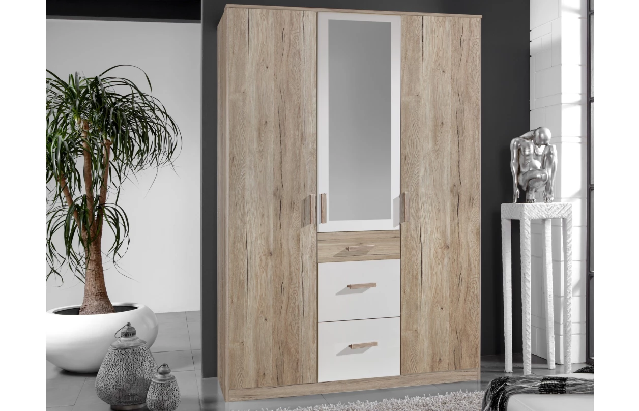 Šatní skříň Cariba, 90 cm, dub san remo/bílá 16