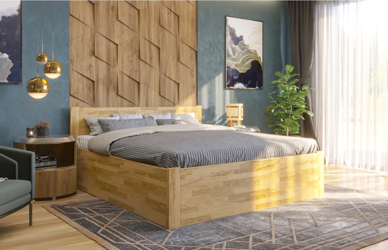 Postel s úložným prostorem Fava Box 180x200 cm, bělený buk 5