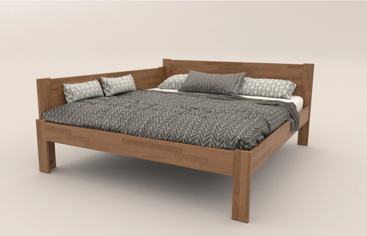 Rohová postel se zástěnou vlevo Fava L 180x200 cm, bělený buk 1