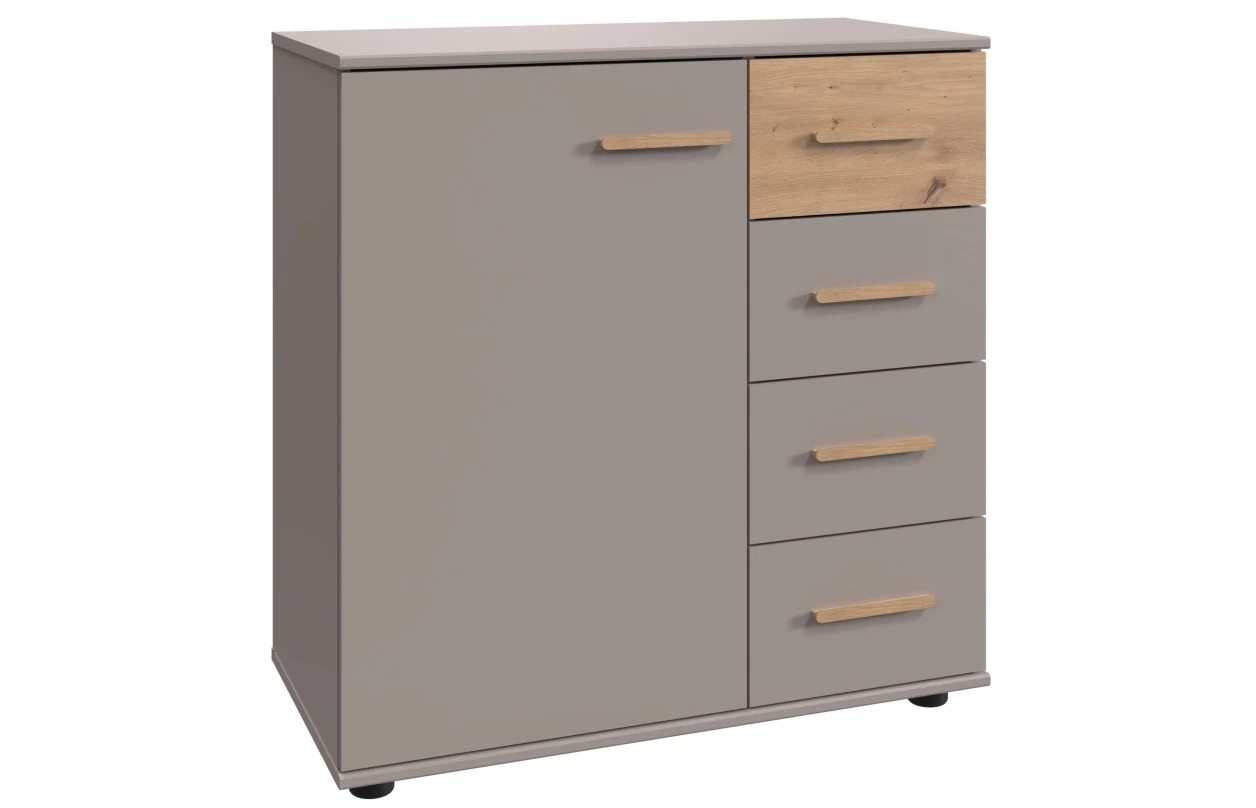 Šatní skříň se zásuvkami Digit, 225 cm, béžová kašmír/dub artisan 23