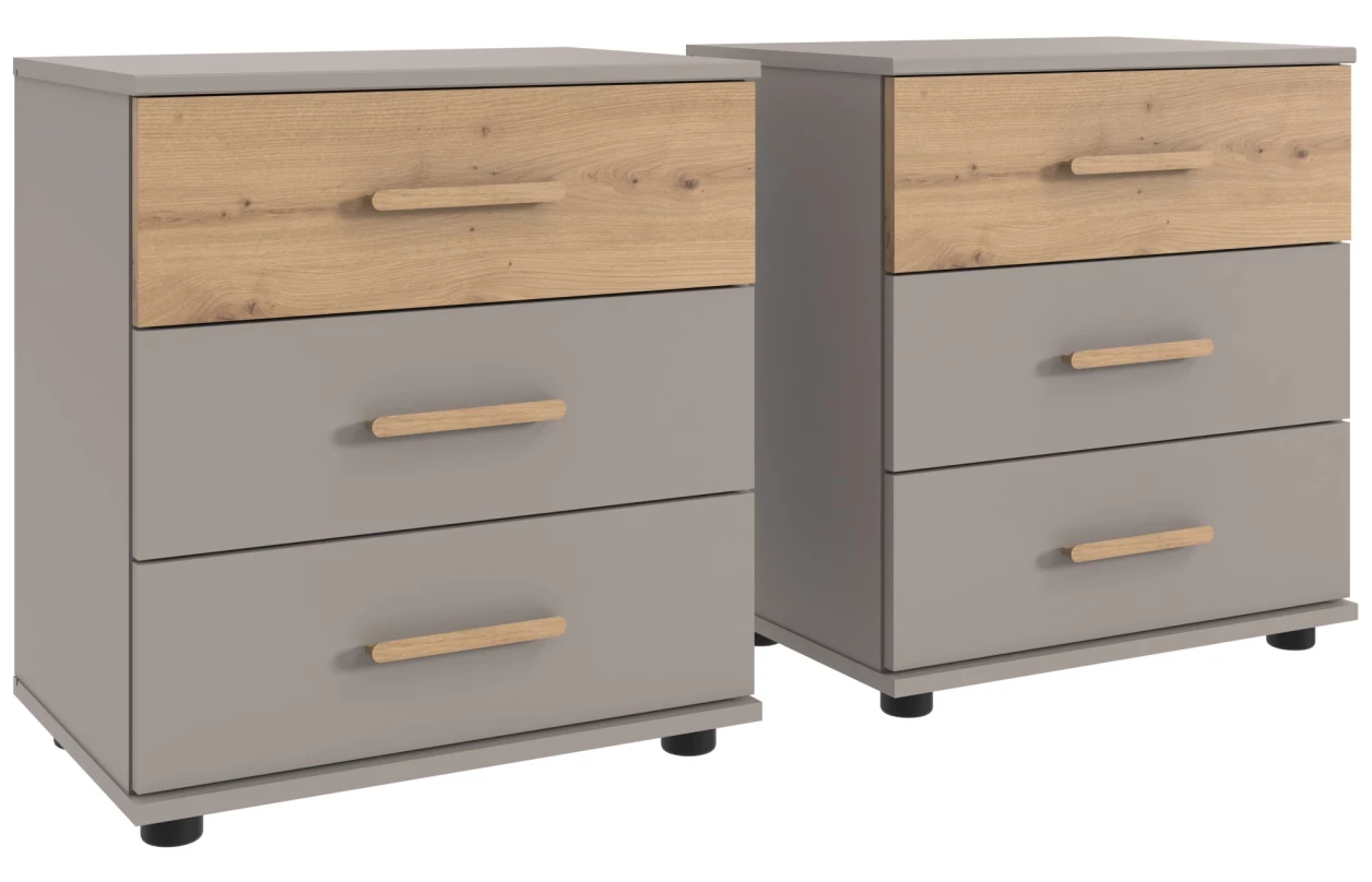 Šatní skříň se zásuvkami Digit, 225 cm, béžová kašmír/dub artisan 24