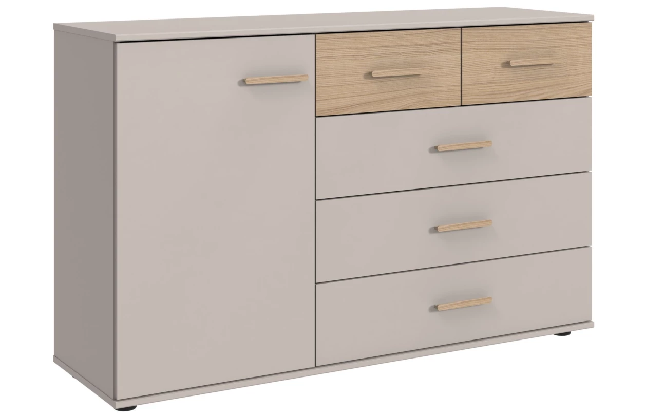 Šatní skříň se zásuvkami Digit, 225 cm, béžová kašmír/dub artisan 56