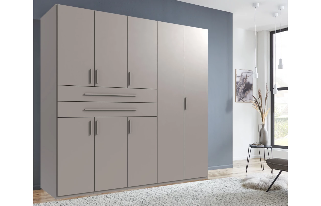 Šatní skříň se zásuvkami Digit, 225 cm, béžová kašmír/dub artisan 4