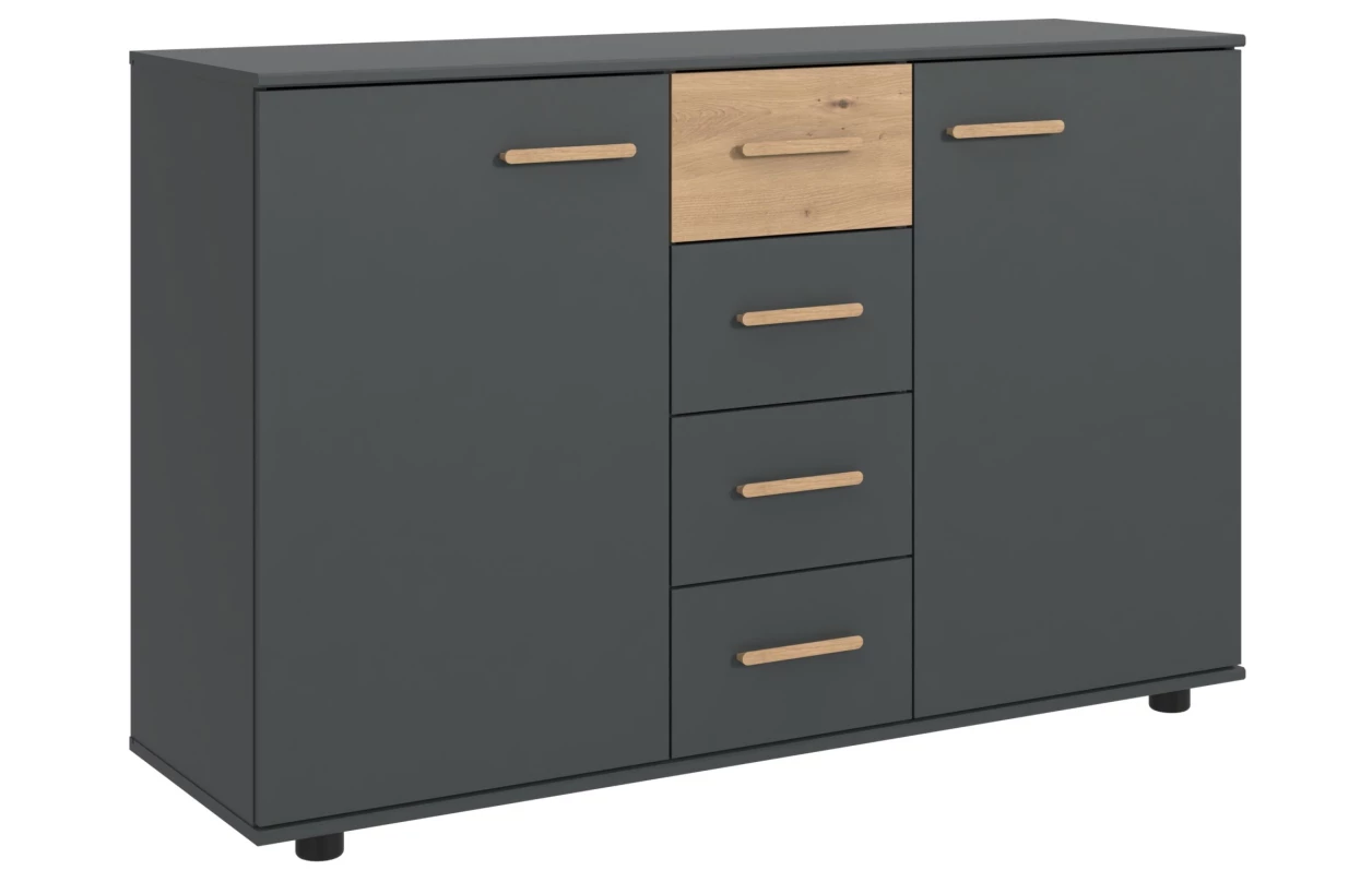 Šatní skříň se zásuvkami Digit, 225 cm, béžová kašmír/dub artisan 106