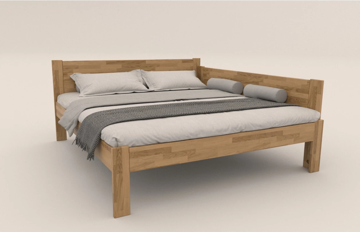 Rohová postel se zástěnou vpravo Fava P 180x200 cm, přírodní buk 1