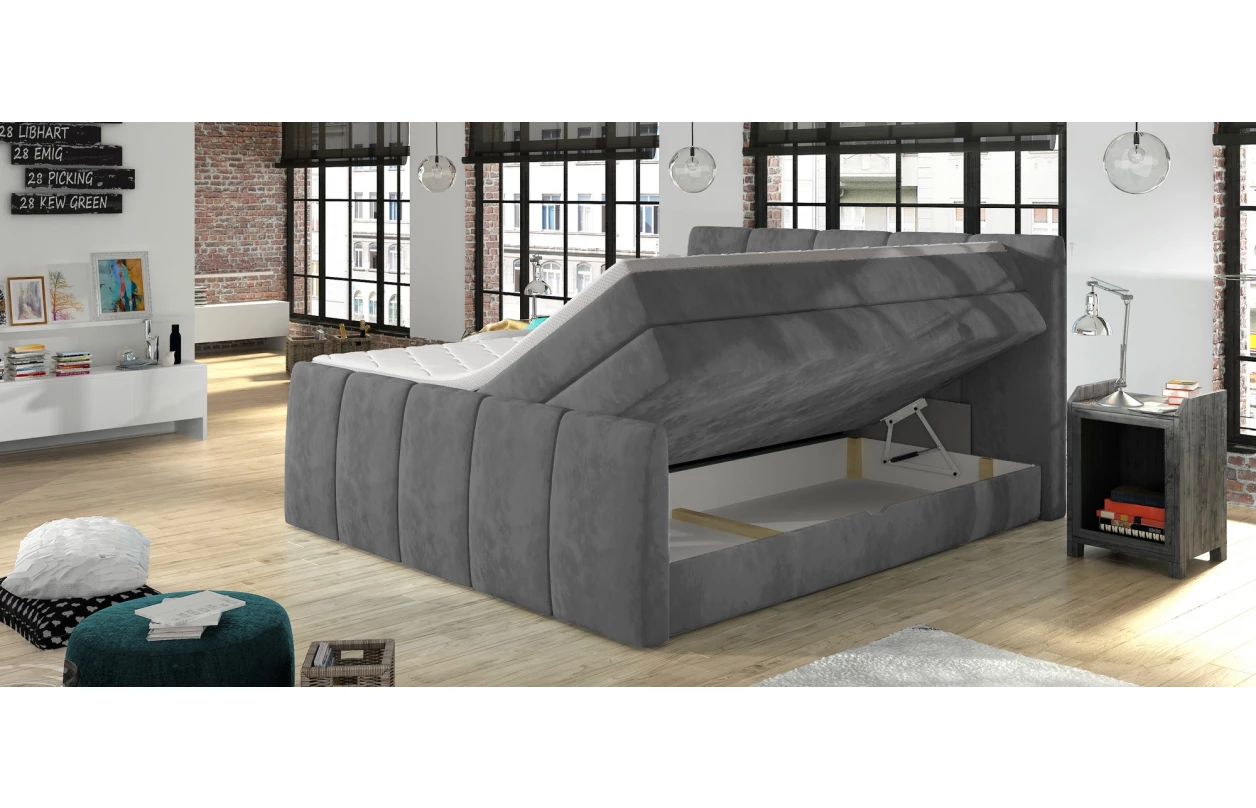 Postel boxspring Fresco 180x200 cm, tmavě šedá látka 13