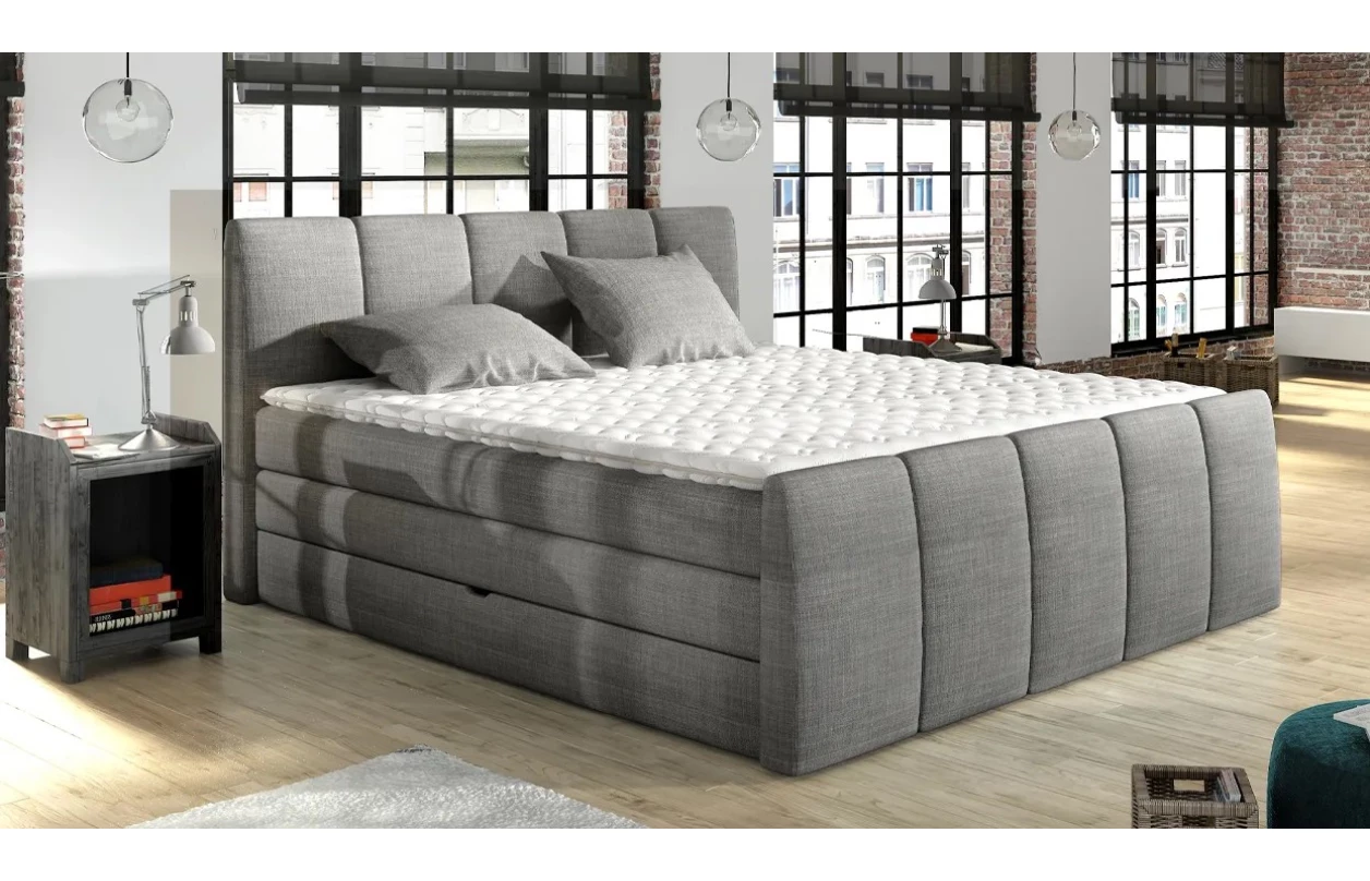 Postel boxspring Fresco 180x200 cm, světle hnědá látka 1