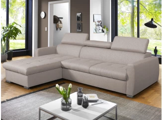 Rohová sedací souprava Pedro Mini, taupe šedo-béžová látka, levý roh