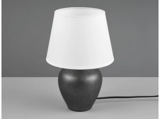 Stolní lampa Abby, antický nikl/bílá látka