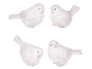 Vánoční dekorace (1 ks) Ptáček, bílý polyresin