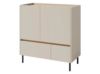 Komoda se zásuvkami Lucky, 95 cm, pískově béžová/olejovaný dub