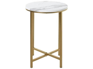 Kulatý odkládací stolek Albufeira 39 cm, zlatý/mramorový