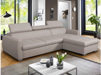Rohová sedací souprava Pedro Mini, taupe šedo-béžová látka, pravý roh