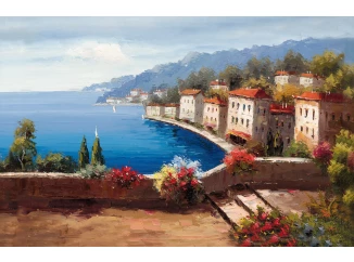 Obraz na plátně Malebné městečko 116x76 cm, efekt ruční malby