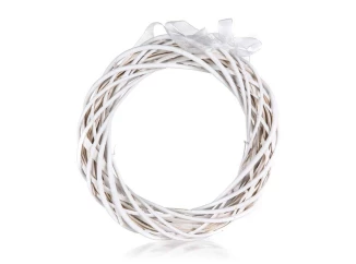 Dekorace Ratanový věnec 26 cm, bílý