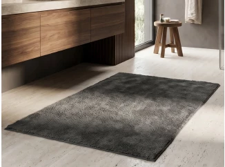 Koupelnová předložka 50x80 cm, antracitová, sherpa fleece