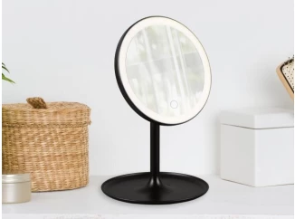 Kosmetické zrcadlo s LED Liara 18x28,5 cm, černé