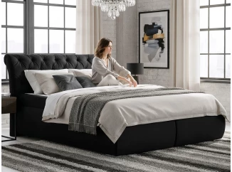 Postel boxspring Agnes 180x200 cm, leskle černá látka