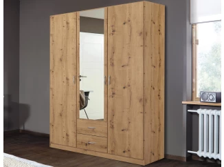 Šatní skříň se zrcadlem Case, 136 cm, dub artisan