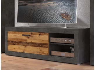 TV skříňka Kassel, vintage optika kovu/dřeva