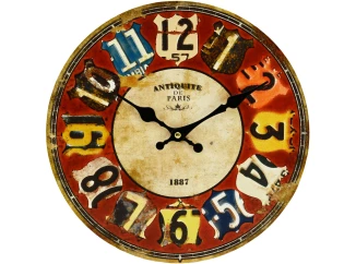 Nástěnné hodiny 30 cm, barevné, vintage, MDF
