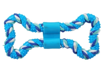 Hračka pro psa Přetahovací kost 19 cm, modrá/růžová