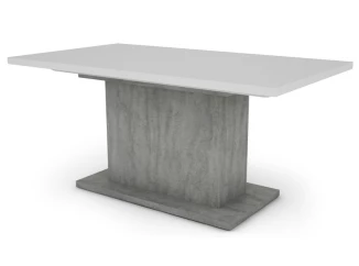 Jídelní stůl Paulo 160x90 cm, bílý/beton, rozkládací