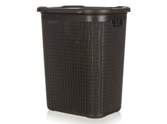 Koš na prádlo 50 l, hnědý, ratanový vzhled