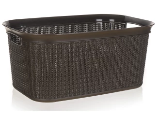 Úložný box/koš na prádlo 38 l, hnědý, ratanový vzhled
