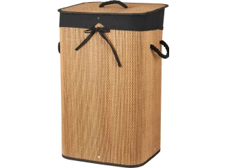 Koš na prádlo 60 cm, bambus/černá