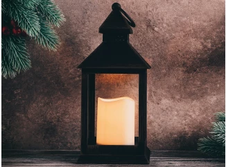 Lucerna s LED svíčkou 23 cm, černá