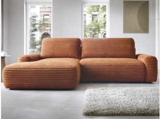 Rohová sedačka Cord, terakota strukturovaná látka, levý roh